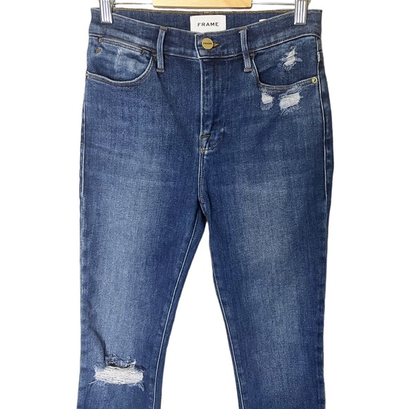 Frame Le High Skinny Distressed Jeans Saxon - Picture 4 of 7